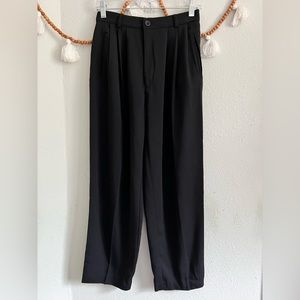 Tribal black pleated straight leg trousers